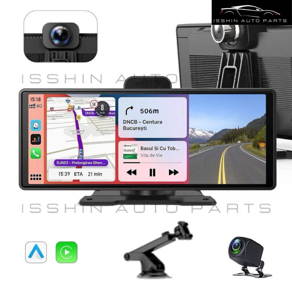 高品質【10.26インチ大画面／5K前後カメラ／CarPlay＆Android Auto対応】 一体型ディスプレイ 【ミラーリング／日本語対応／多車種対応】